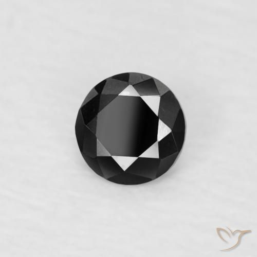 Diamante Negro natural de 0.06 ct, Redondo, Opaco