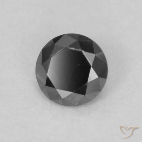 Diamante Negro natural de 0.07 ct, Redondo, Opaco