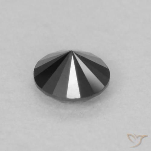 Diamante Negro natural de 0.07 ct, Redondo, Opaco