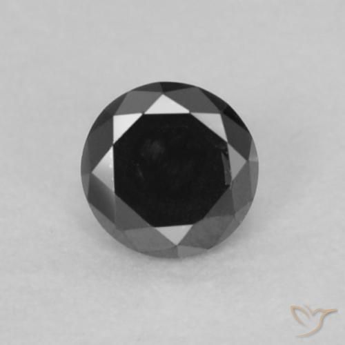 0.07ct Natural Negro Diamante, Redondo, Opaco