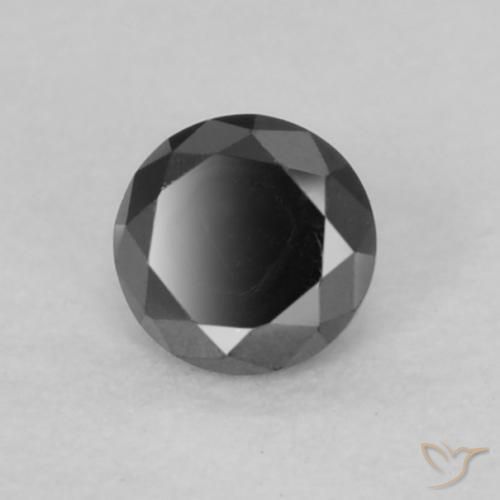 Diamante Negro natural de 0.07 ct, Redondo, Opaco