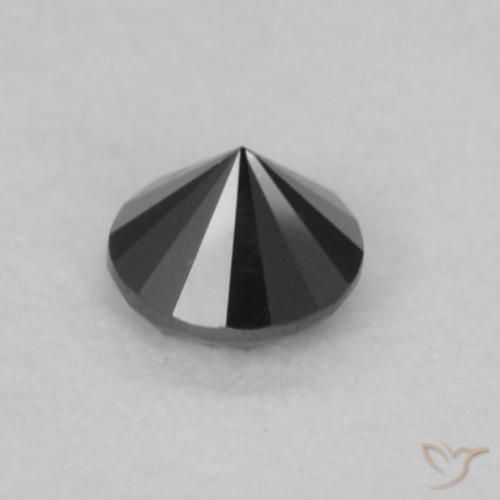 Diamante Negro natural de 0.07 ct, Redondo, Opaco