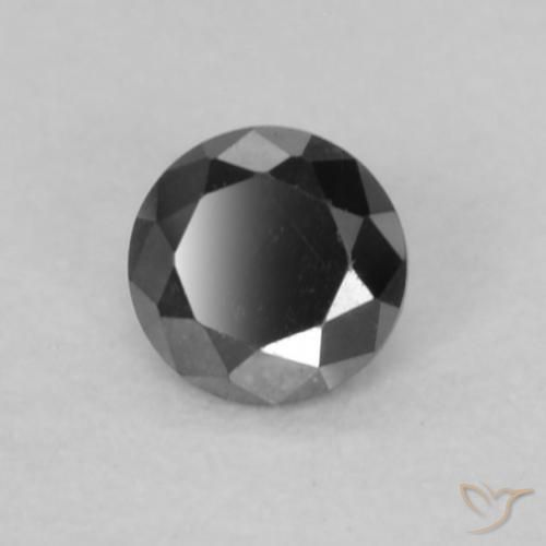 Diamante Negro natural de 0.07 ct, Redondo, Opaco