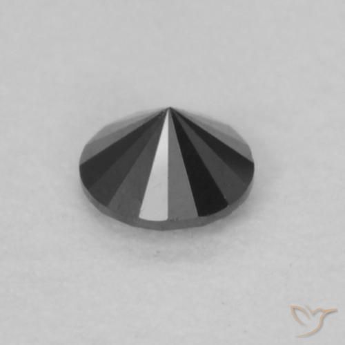 Diamante Negro natural de 0.07 ct, Redondo, Opaco