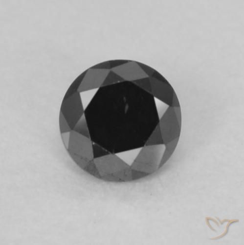 0.07ct Natural Negro Diamante, Redondo, Opaco