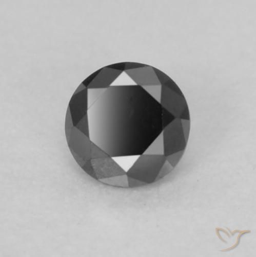 Diamante Negro natural de 0.07 ct, Redondo, Opaco
