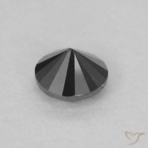 Diamante Negro natural de 0.07 ct, Redondo, Opaco