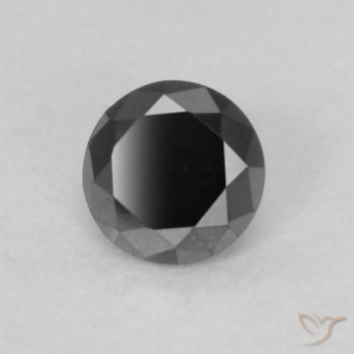 Diamante Negro natural de 0.08 ct, Redondo, Opaco