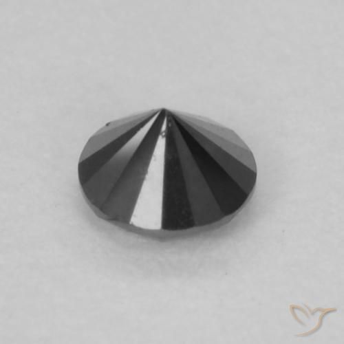 Diamante Negro natural de 0.08 ct, Redondo, Opaco
