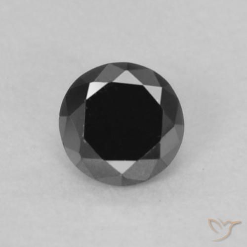 0.07ct Natural Negro Diamante, Redondo, Opaco