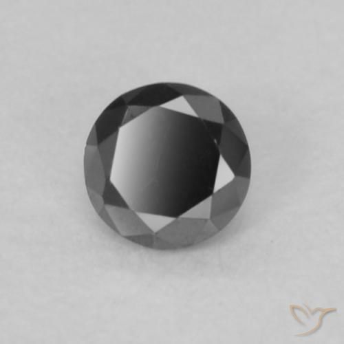 Diamante Negro natural de 0.07 ct, Redondo, Opaco