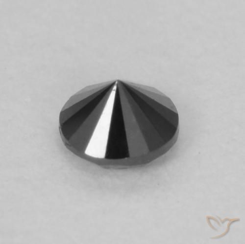 Diamante Negro natural de 0.07 ct, Redondo, Opaco