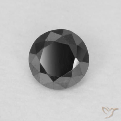 Diamante Negro natural de 0.06 ct, Redondo, Opaco