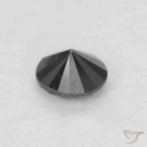 Diamante Negro natural de 0.06 ct, Redondo, Opaco