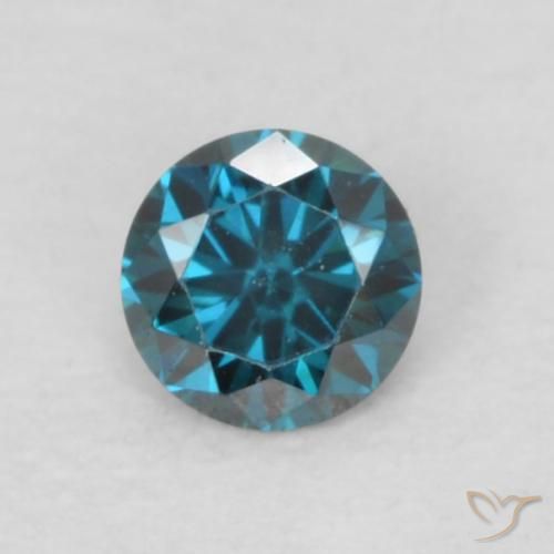 Diamante azul natural de 0,07 ct, corte redondo, VVS-VS