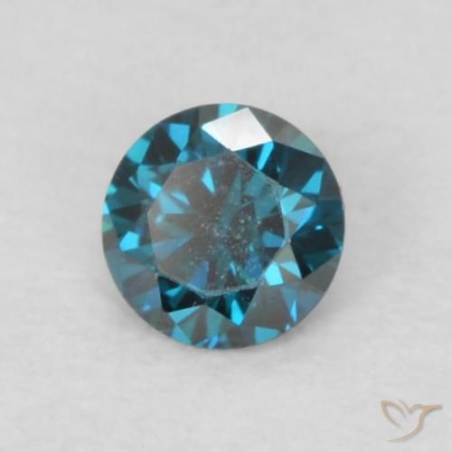 Diamante azul natural de 0,07 ct, corte redondo, VVS-VS