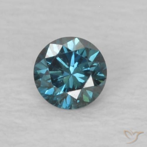 Diamante azul natural de 0,06 ct, corte redondo, VVS