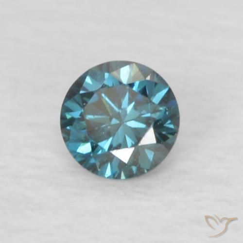 Diamante azul natural de 0,06 ct, corte redondo, VVS