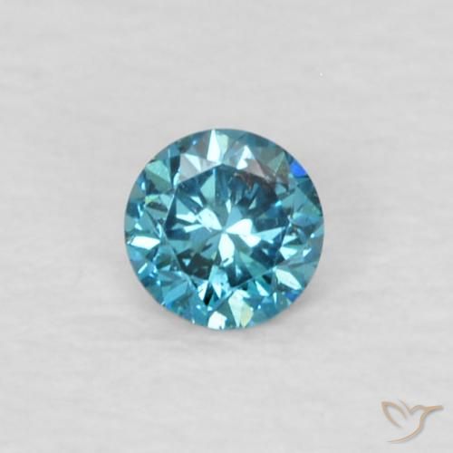 Diamante Azul natural de 0.05 ct, Corte Redondo, VVS-VS