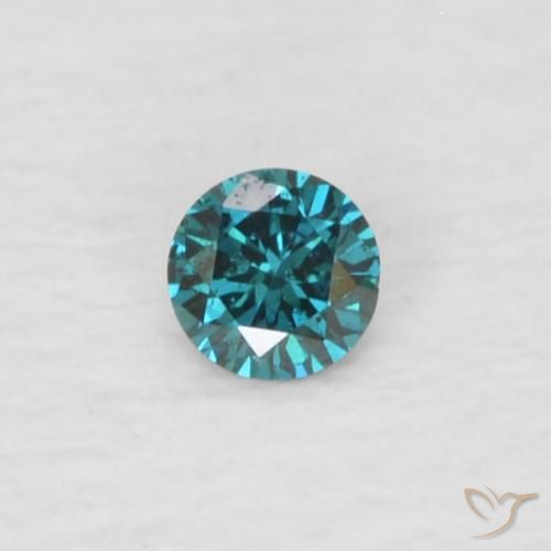 Diamante azul natural de 0,03 ct, corte redondo, VVS-VS