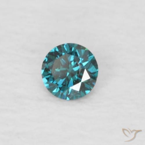 Diamante azul natural de 0,03 ct, corte redondo, VVS-VS