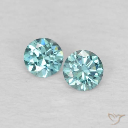 Gemas de diamante azul natural de 0,09 ct, corte redondo, VVS