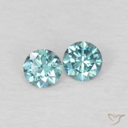 Gemas de diamante azul natural de 0,09 ct, corte redondo, VVS