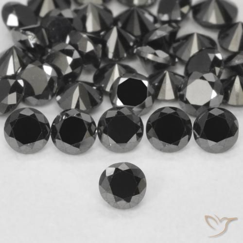 0.05ct Natural Negro Diamante, Redondo, Opaco
