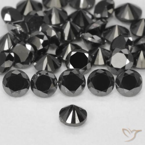 Diamante Negro natural de 0.05 ct, Redondo, Opaco