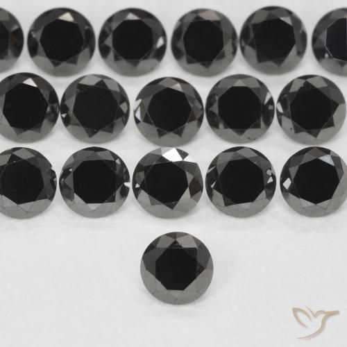 0.14ct Natural Negro Diamante, Redondo, Opaco