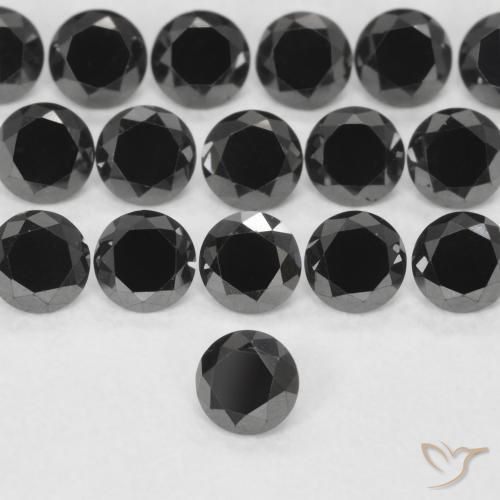 Diamante Negro natural de 0.14 ct, Redondo, Opaco