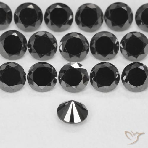 Diamante Negro natural de 0.14 ct, Redondo, Opaco