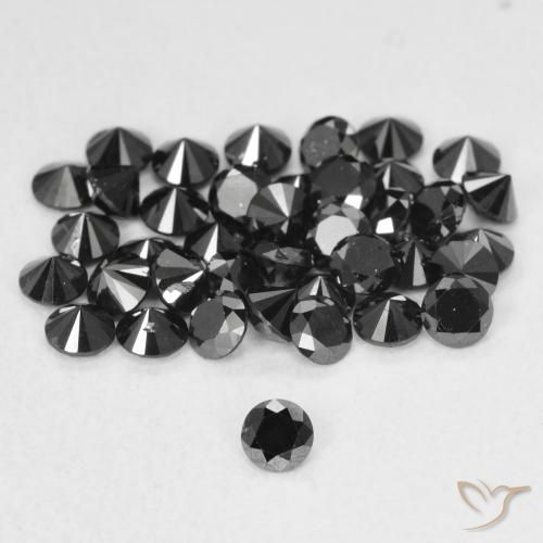 0.07ct Natural Negro Diamante, Redondo, Opaco