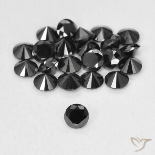0.07ct Natural Negro Diamante, Redondo, Opaco