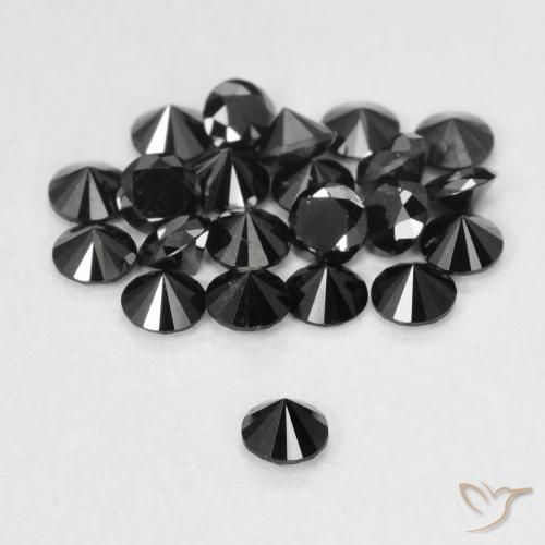 Diamante Negro natural de 0.07 ct, Redondo, Opaco