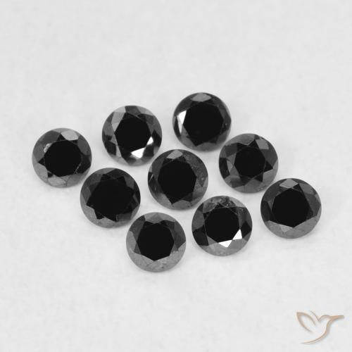 0.05ct Natural Negro Diamante, Redondo, Opaco