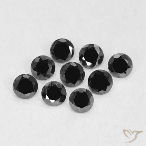Diamante Negro natural de 0.05 ct, Redondo, Opaco