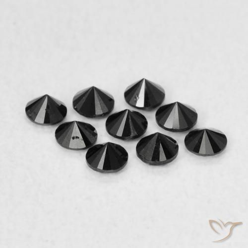 Diamante Negro natural de 0.05 ct, Redondo, Opaco