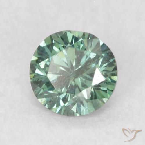 Diamante Verde menta natural de 0.09 ct, Redondo, SI