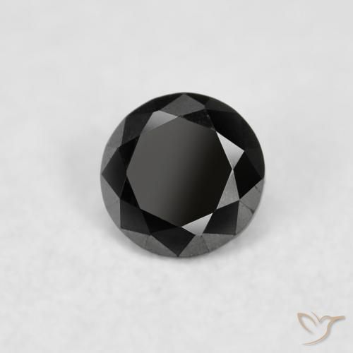 Diamante Negro natural de 0.03 ct, Redondo, Opaco
