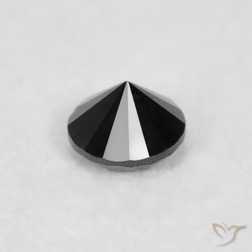 Diamante Negro natural de 0.03 ct, Redondo, Opaco