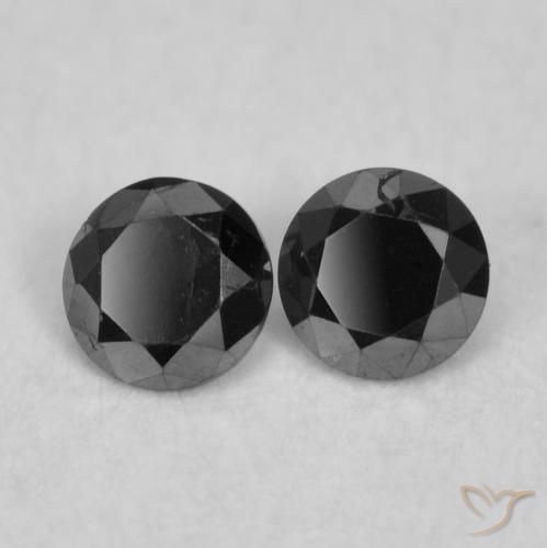 Gemas de Diamante Negro natural de 0.08 ct, Redondo, Opaco