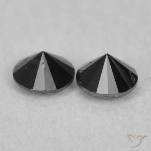 Gemas de Diamante Negro natural de 0.08 ct, Redondo, Opaco