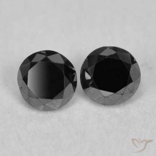 Gemas de Diamante Negro natural de 0.10 ct, Redondo, Opaco