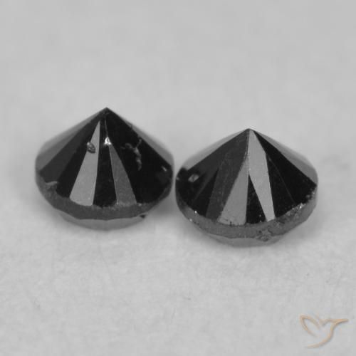 Gemas de Diamante Negro natural de 0.10 ct, Redondo, Opaco