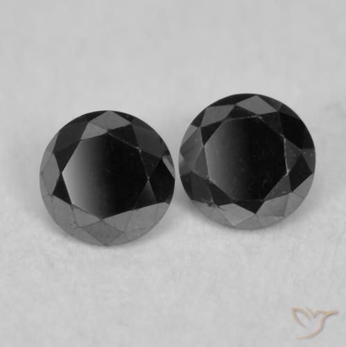 Gemas de Diamante Negro natural de 0.09 ct, Redondo, Opaco