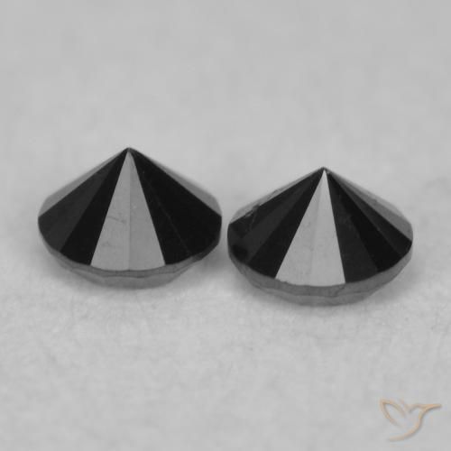 Gemas de Diamante Negro natural de 0.09 ct, Redondo, Opaco