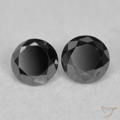 Gemas de Diamante Negro natural de 0.10 ct, Redondo, Opaco