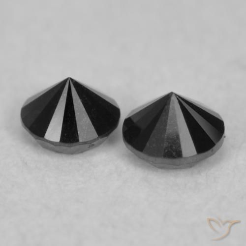 Gemas de Diamante Negro natural de 0.10 ct, Redondo, Opaco