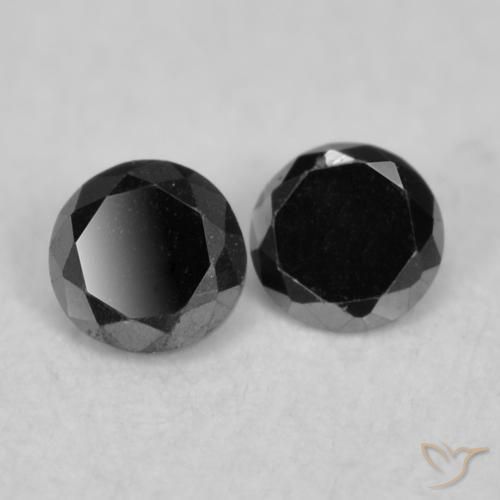 Gemas de Diamante Negro natural de 0.08 ct, Redondo, Opaco